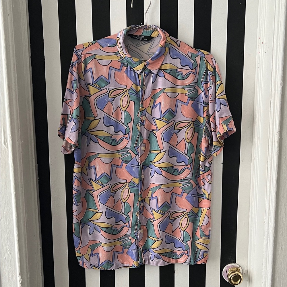 Bershka Multicolor Abstract Men's Shirt
